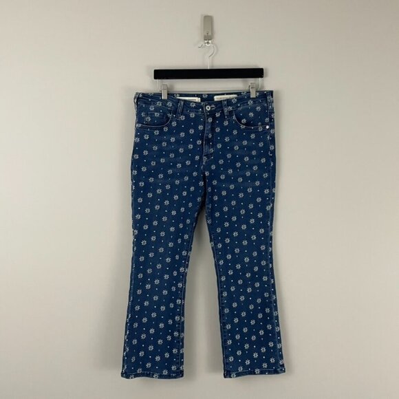 Anthropologie Pilcro Embroidered High Rise Cropped Bootcut Jeans Size 32 - Picture 1 of 6